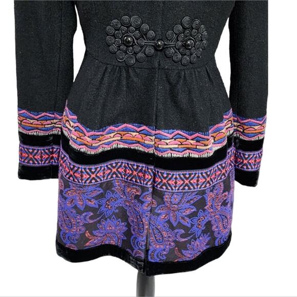 Anthropologie Plenty Tracy Reese Loma Stitched Embroidered Wool Blend‎ Coat 6 - Picture 8 of 16